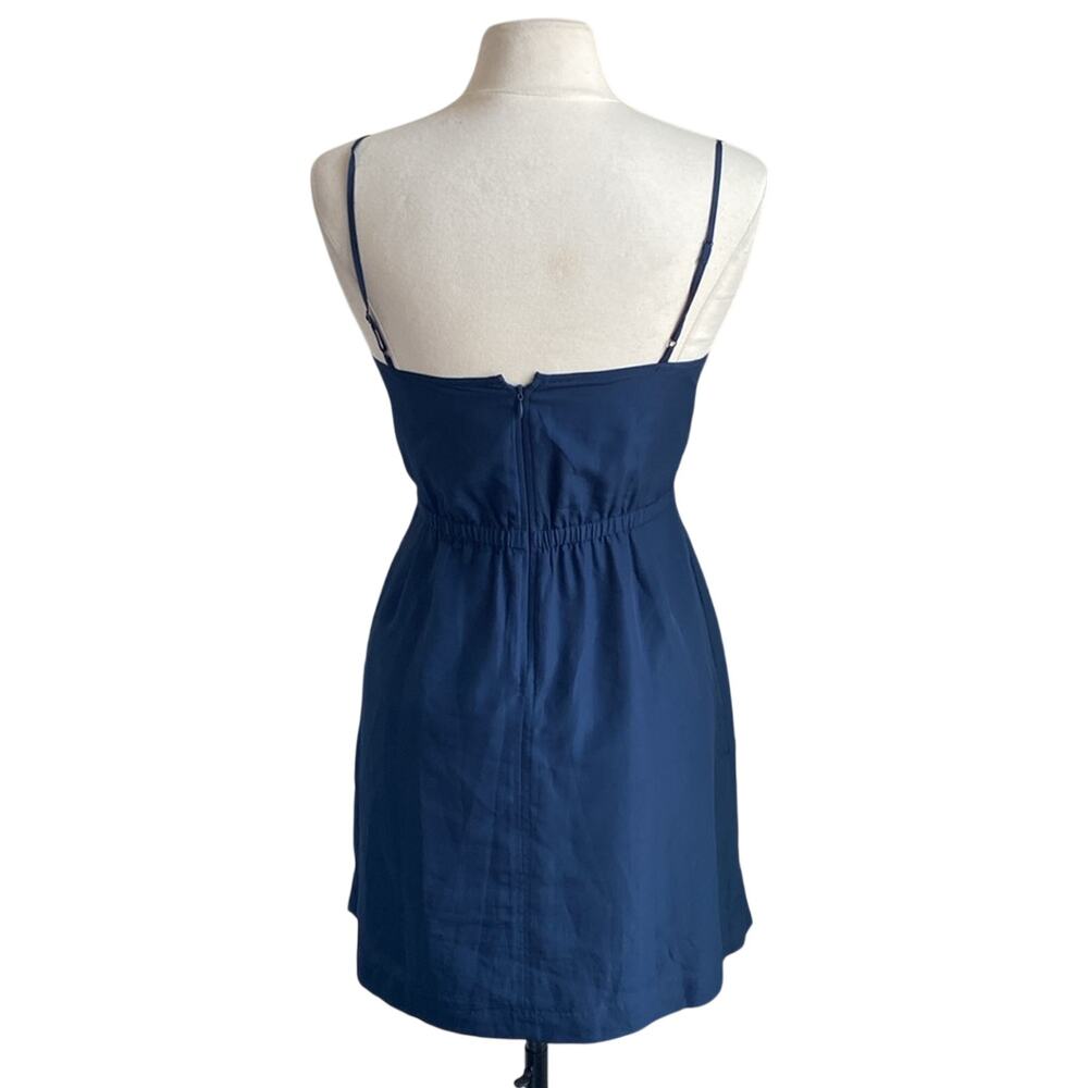 J. CREW Slip Dress Womens Sz 4 Navy Blue Spaghetti Strap Knee Length - Picture 5 of 6